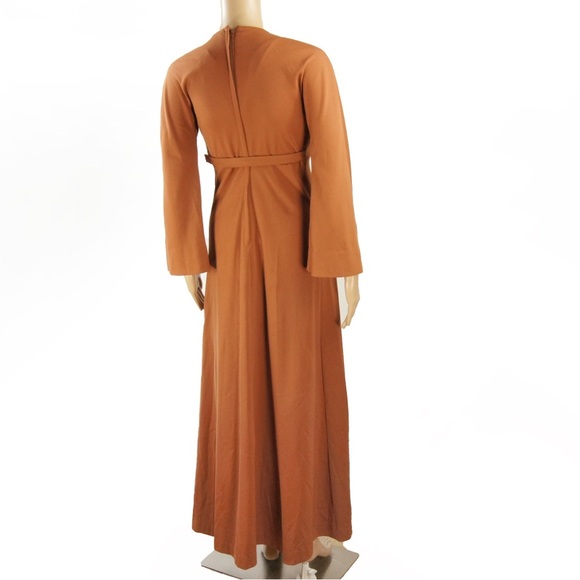 Elegant Burnt Orange Long Sleeve Dress - Picture 3 of 5